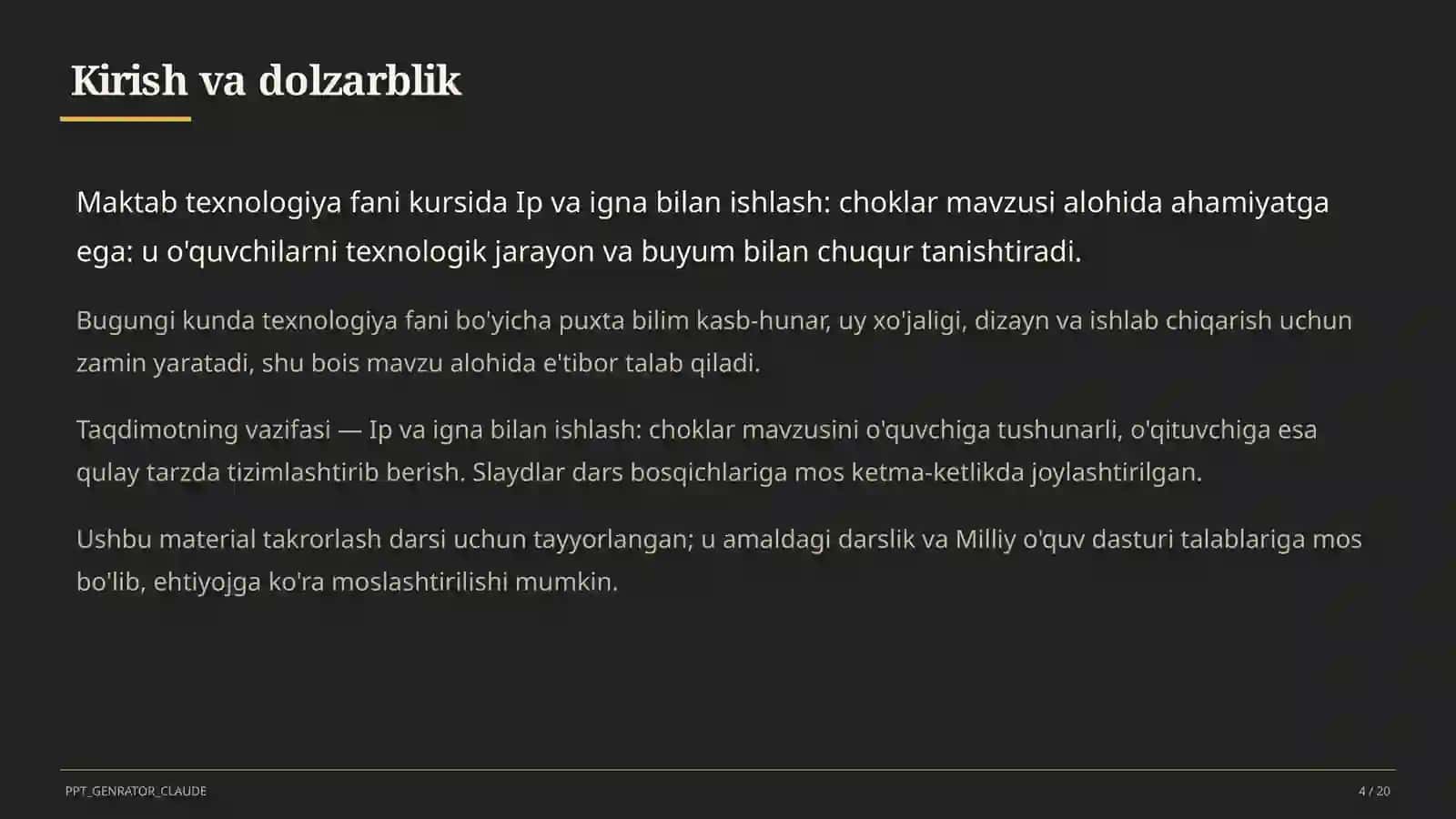Ip va igna bilan ishlash: choklar (3-sinf) 4