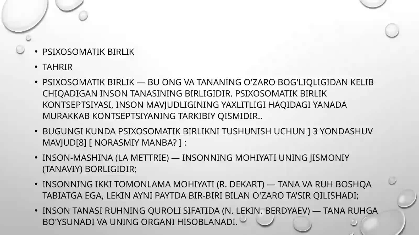 Psixosomatika (qadimgi yunoncha: ψυχή — ruh va σῶμα — tana) 4