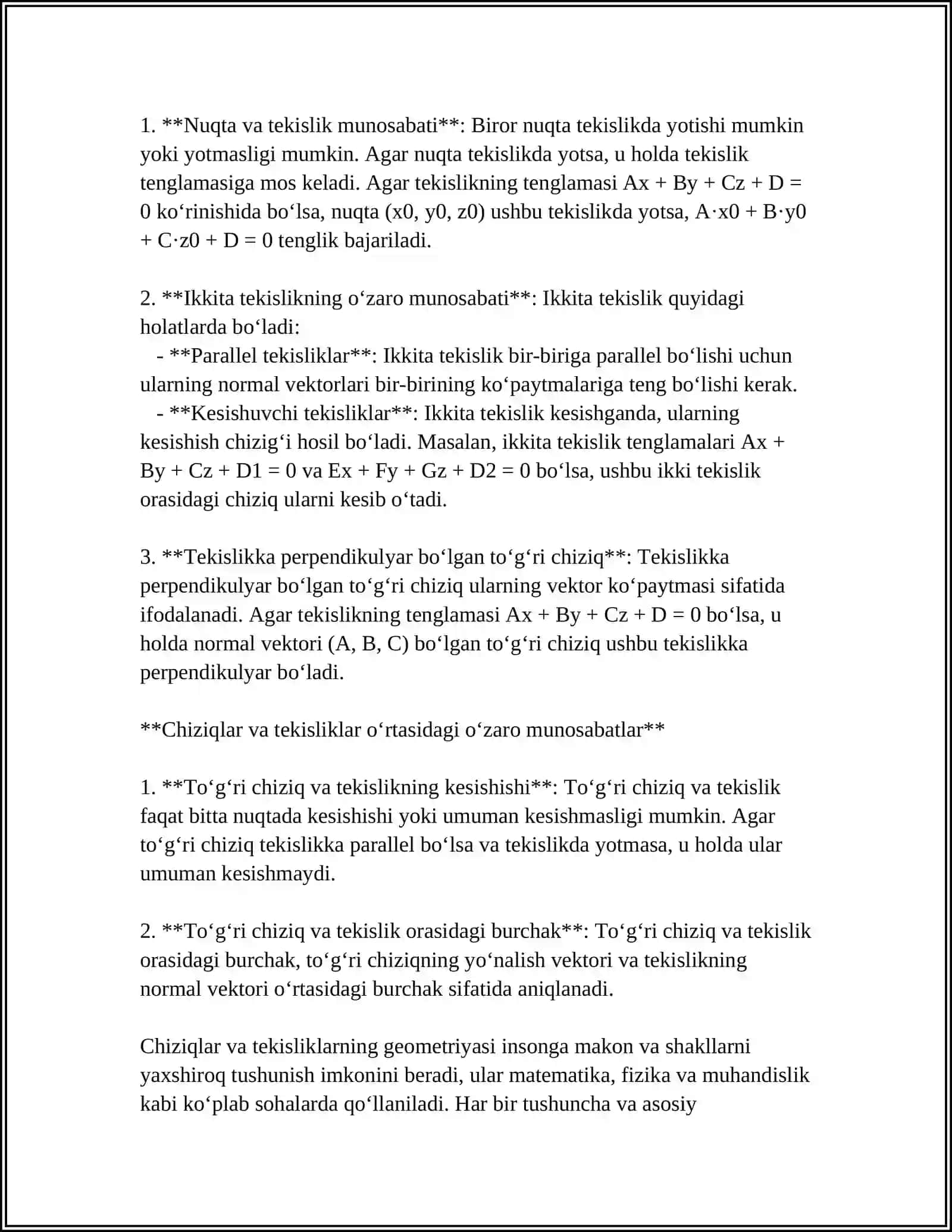 CHIZIQNING NORMAL,YOPISHMA VA TOʻGʻRILOVCHI TEKISLIKLARI 4