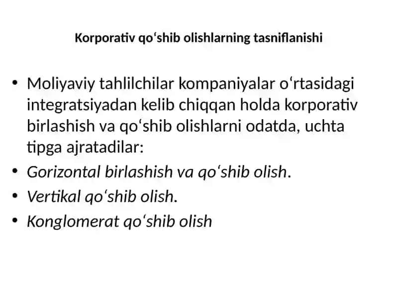 KORPORATIV BIRLASHISHLAR VAQOʻSHIBOLISHLAR 4