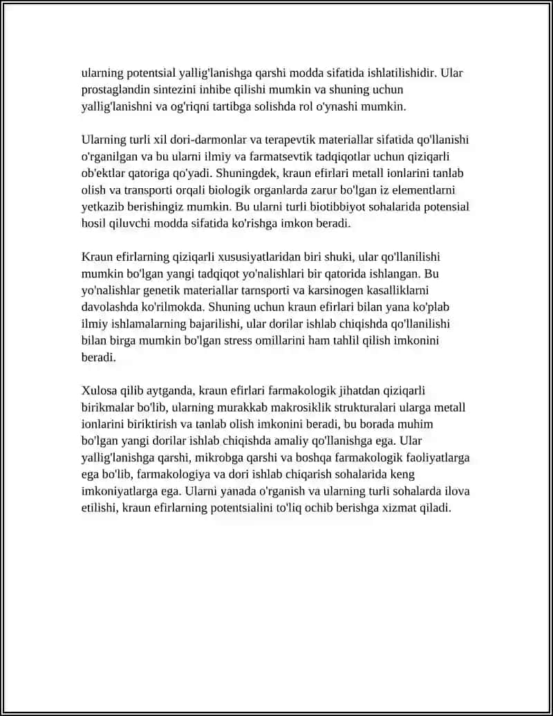 Kraun efirlari - dorivositalari sifatida 4