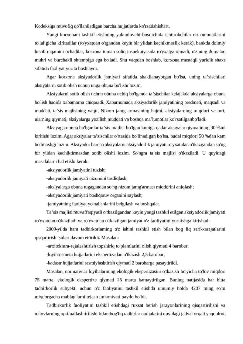 Kichik biznes va tadbirkorlik korxonalarini tashkil etish va davlat ro’yxatidan otkazish tartibi 4
