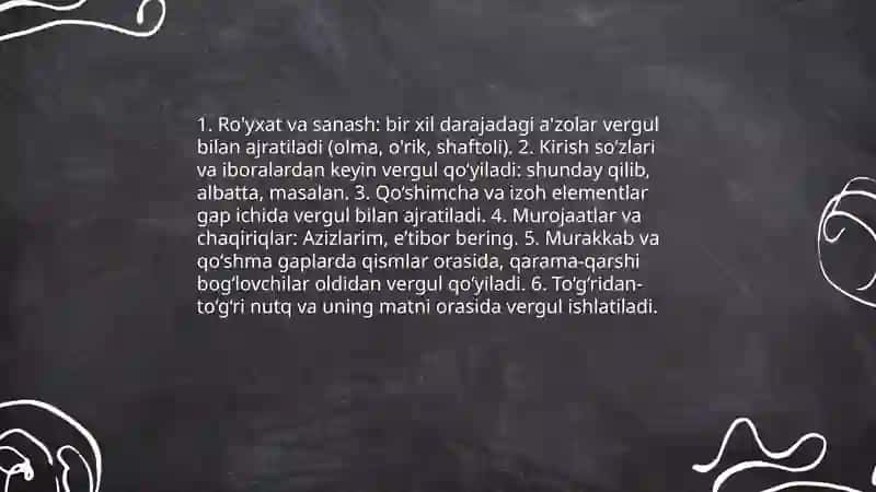 Oʼzbek tilida tinish belgilarining ishlatilishi va qoʼllanishi 4