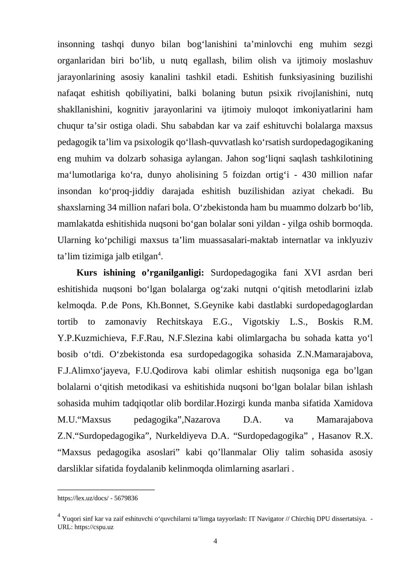 BOB. KAR VA ZAIF ESHITUVCHI BOLALAR TA’LIMI VA RIVOJLANISHINING NAZARIY ASOSLARI 4