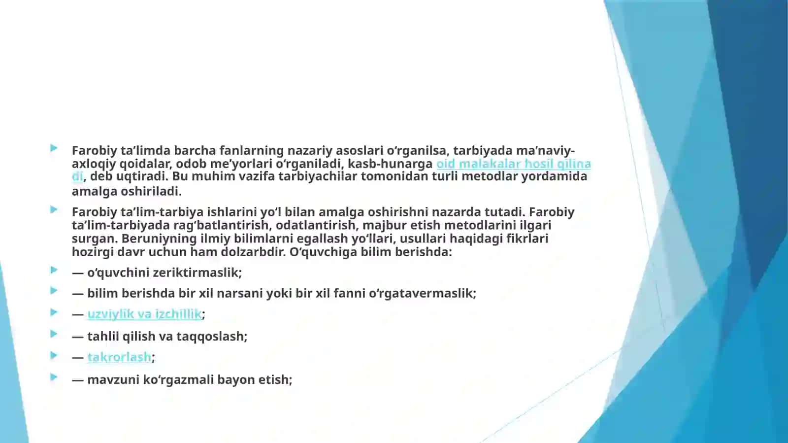 Sarvinozning umumiy pedagogika fanidan mustaqilishi Sharq mutafakkirlari ta’lim metodlari haqida 4