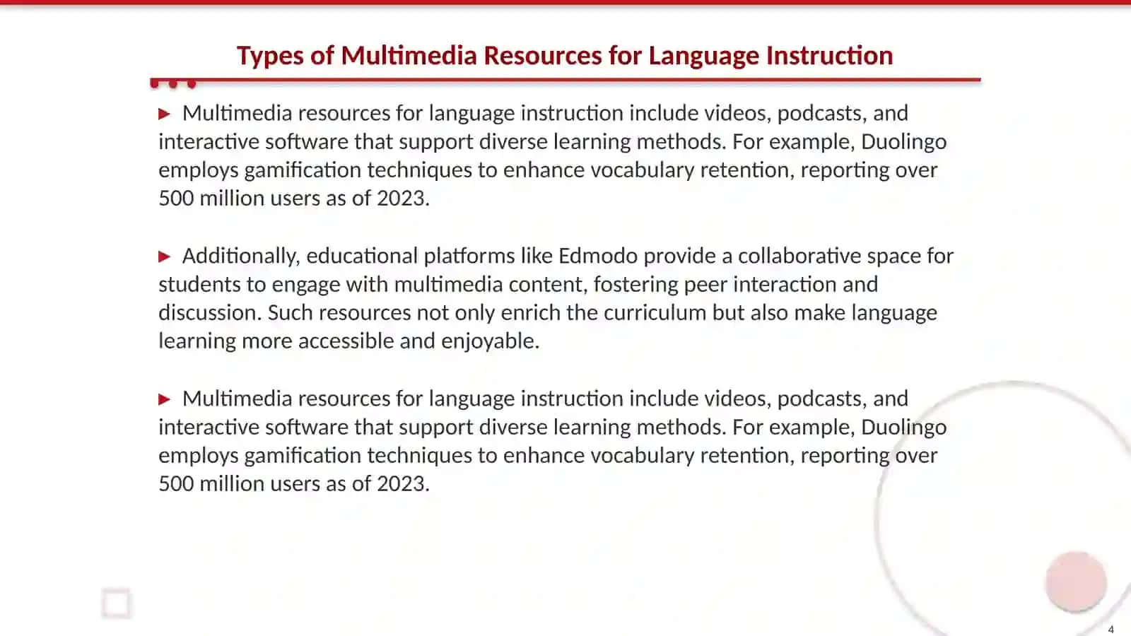 Interactive Whiteboards and Multimedia Resources for Language Instructions 4