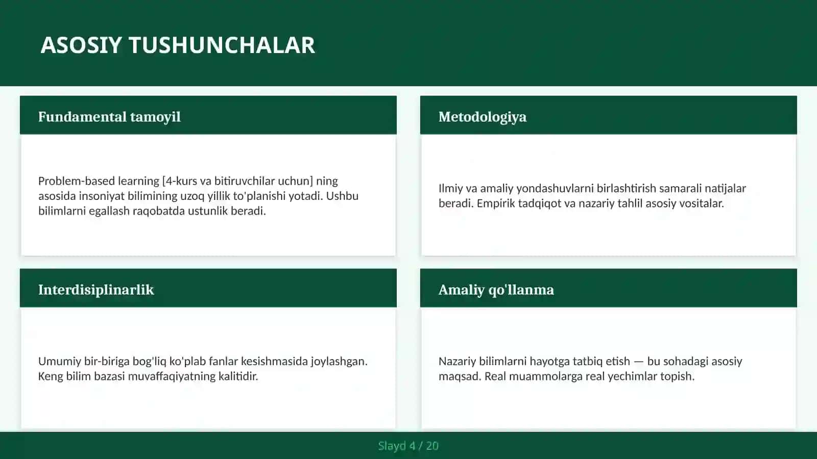 Problem-based learning [4-kurs va bitiruvchilar uchun] 4