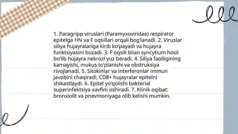 Paragripp va oʻtkir respirator infeksiyalar qoʻzgʻatuvchi viruslar 4