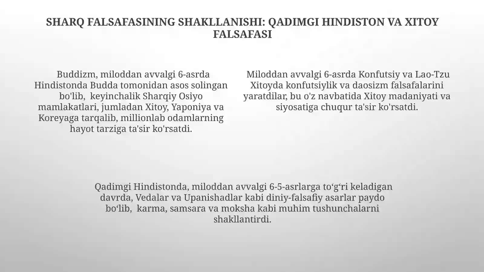 Sharq va gʻarb falsafasining vujudga kelishi va rivojlanish tarixi 4