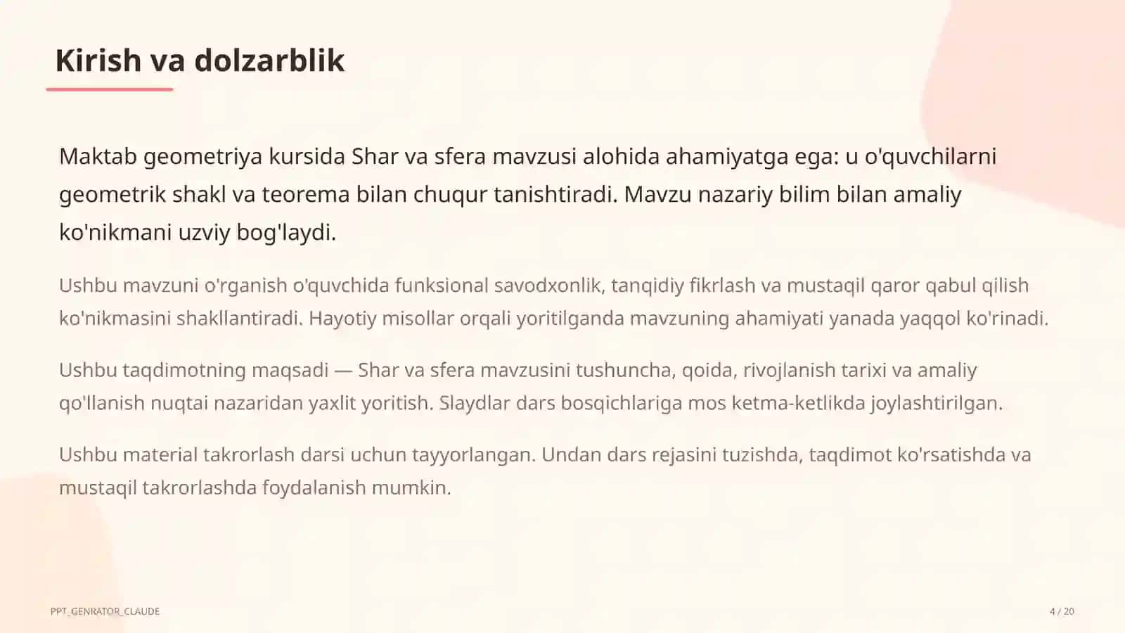 Shar va sfera (11-sinf) 4