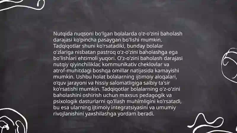 Nutqida nuqsoni bo'lgan bolalar shaxslararo munosabati diagnostikasi 4