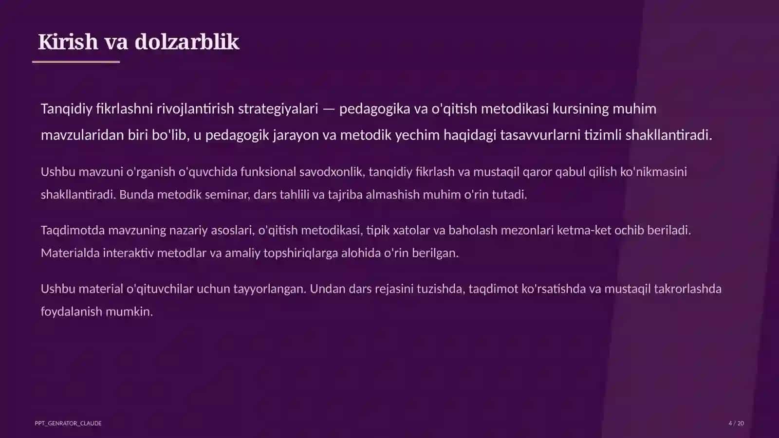 Tanqidiy fikrlashni rivojlantirish strategiyalari 4