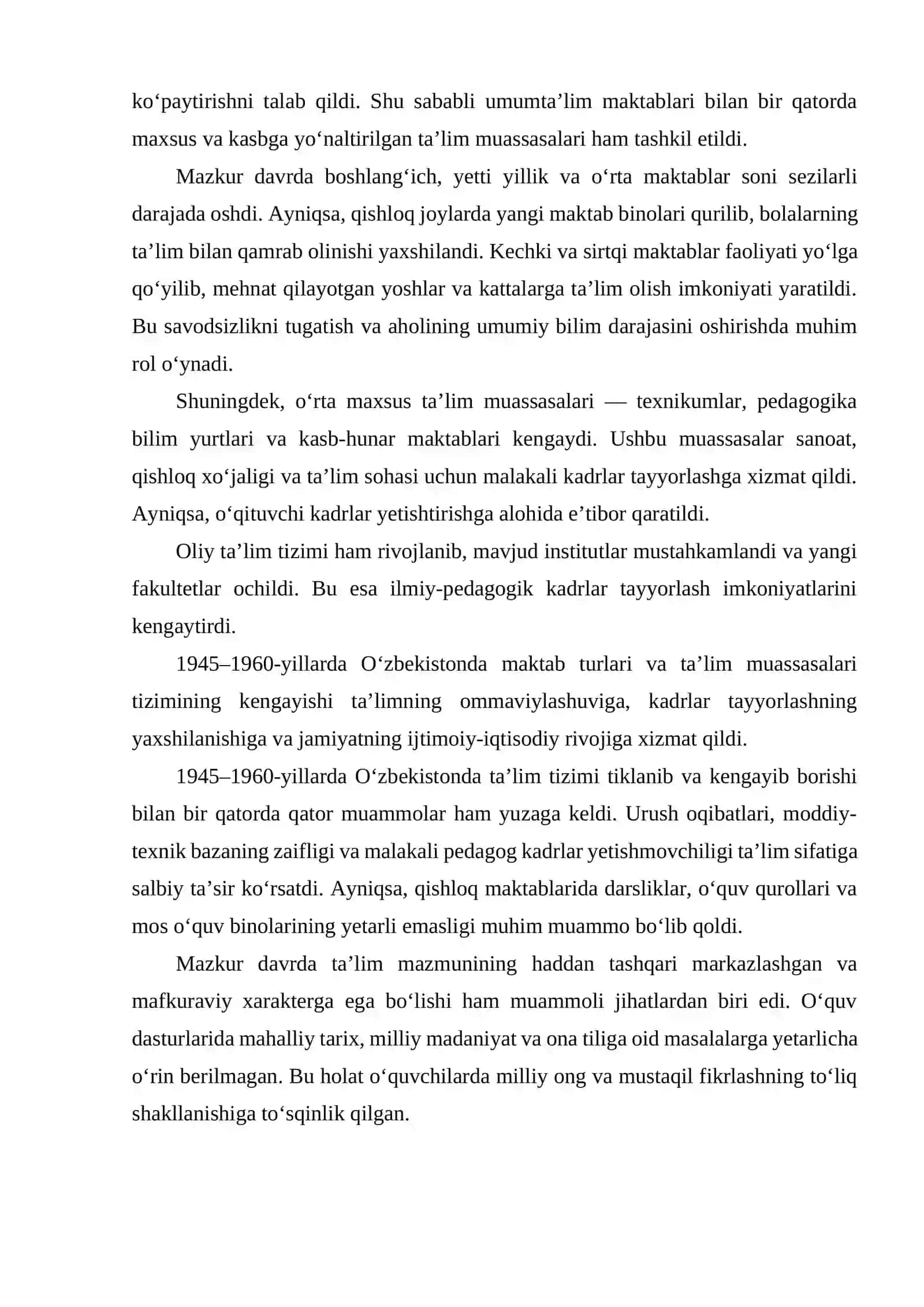 1945-1991-YILLARDA O'ZBEKISTONDA TA'LIM TIZIMI VA PEDAGOGIKA FANI 4