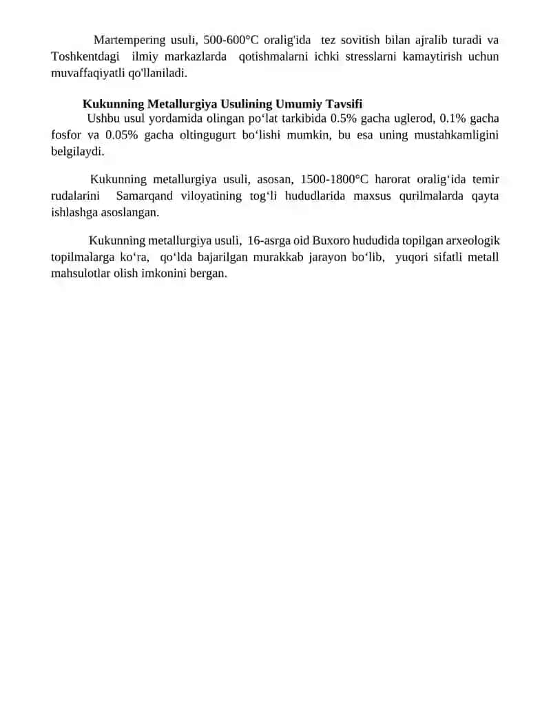Kukun metallurgiyasi usulida olingan detallar qizdirib ishlov berish 4