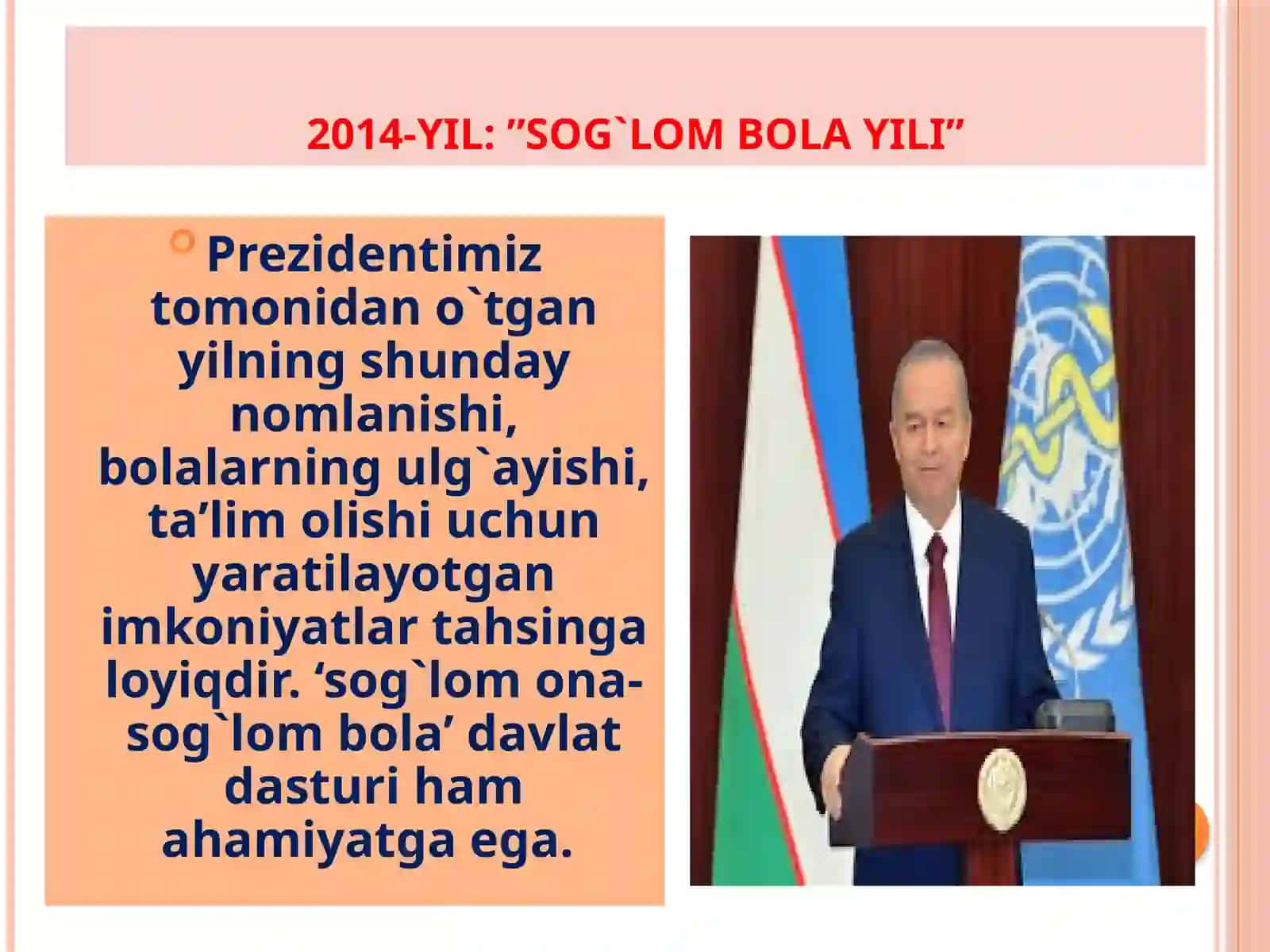 BOLALAR –bizningkelajagimiz.Ularavlodlarimizdavomchilaridir.Bolalaryurtimizravnaqiuchunengkattakuchlardir.Chunkiularertamiz,bugunimizdir 4