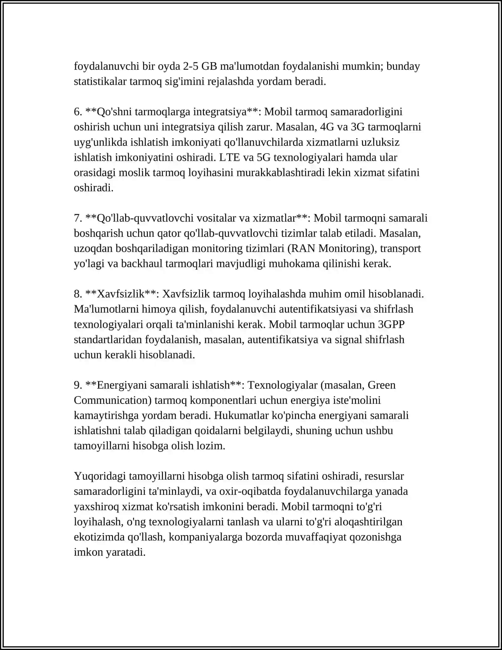 MOBIL TARMOQLARNI RIVOJLANTIRISH TAMOYILLARI 4