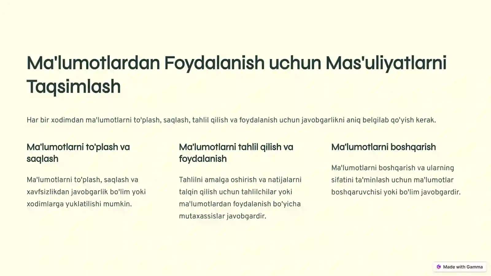 Ma'lumotlardan Foydalanishni Boshqarish 4