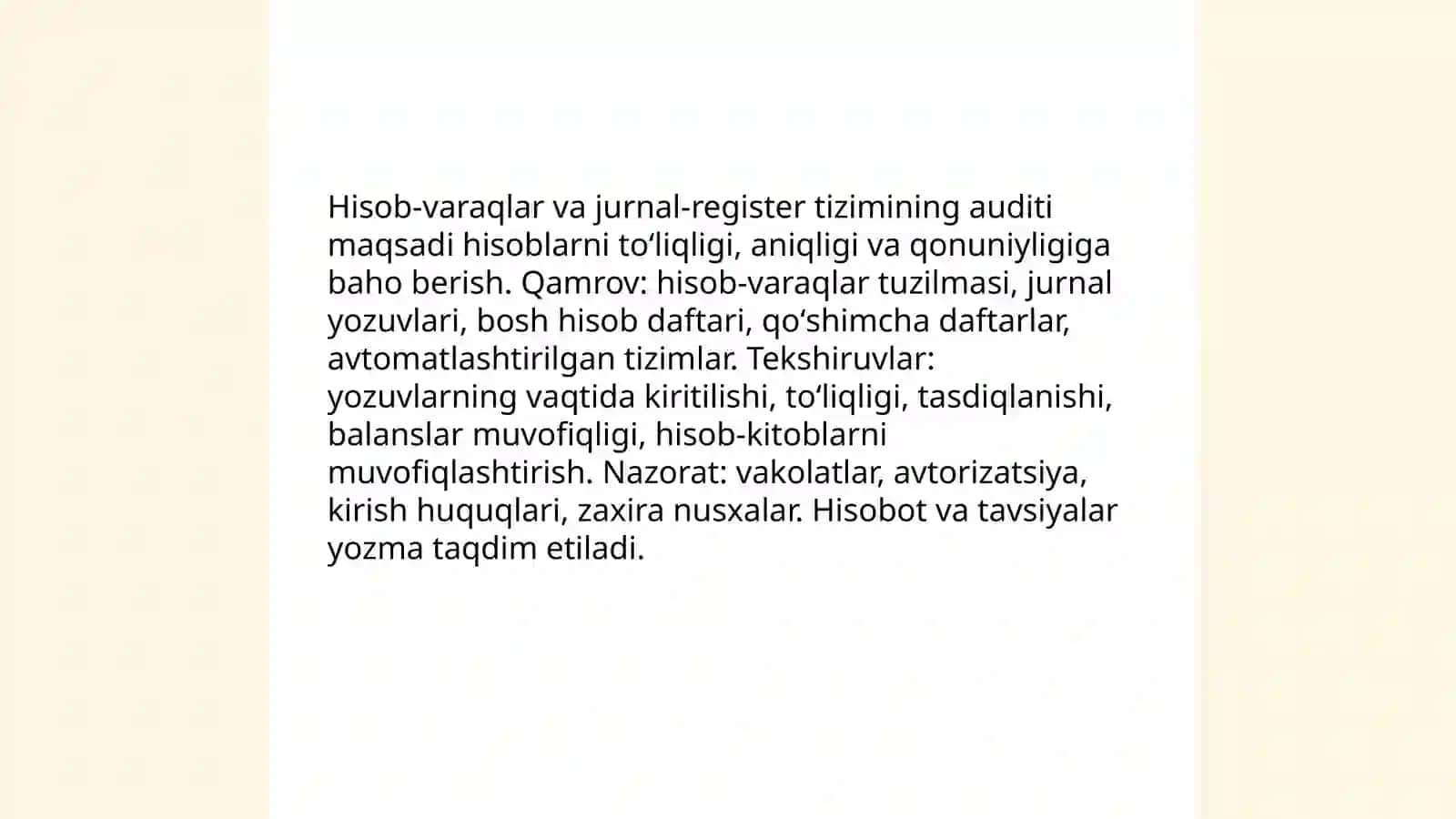 Banklarda buxgalteriya hisobini tashkil etilishi va yuritilishi auditi 4