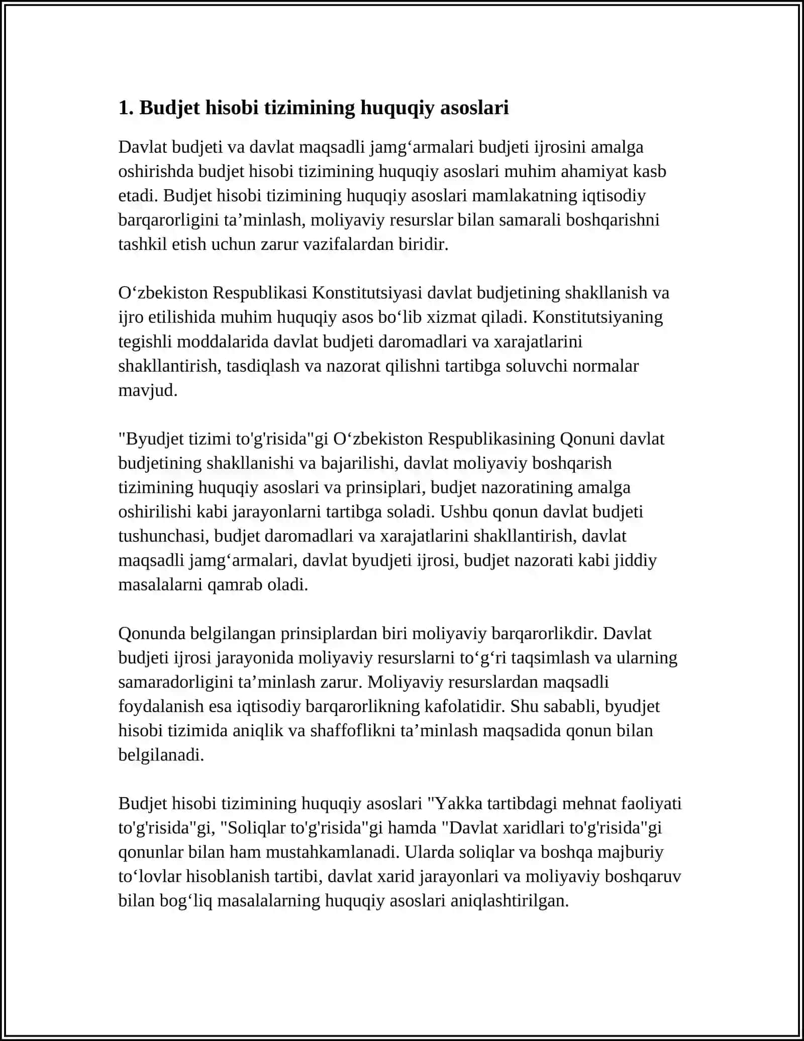 DAVLAT BUDJETI VA DAVLAT MAQSADLI JAMG‘ARMALARI BUDJETI IJROSI BO‘YICHA BUDJET HISOBINI TASHKIL ETISH 4