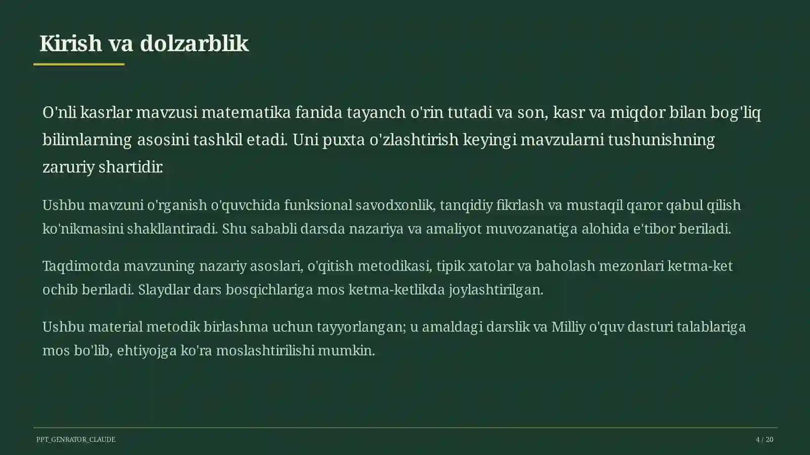 O'nli kasrlar (5-sinf) 4