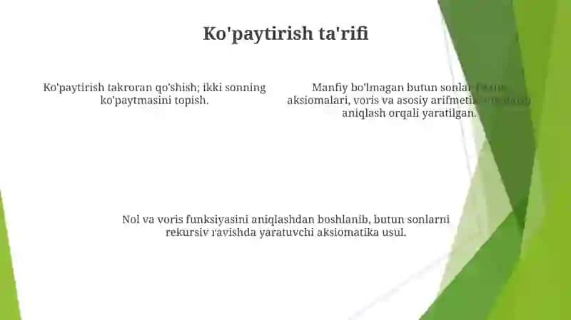 Nomanfiy butun sonlar to'plamini aksiomatikasosda qurish 4