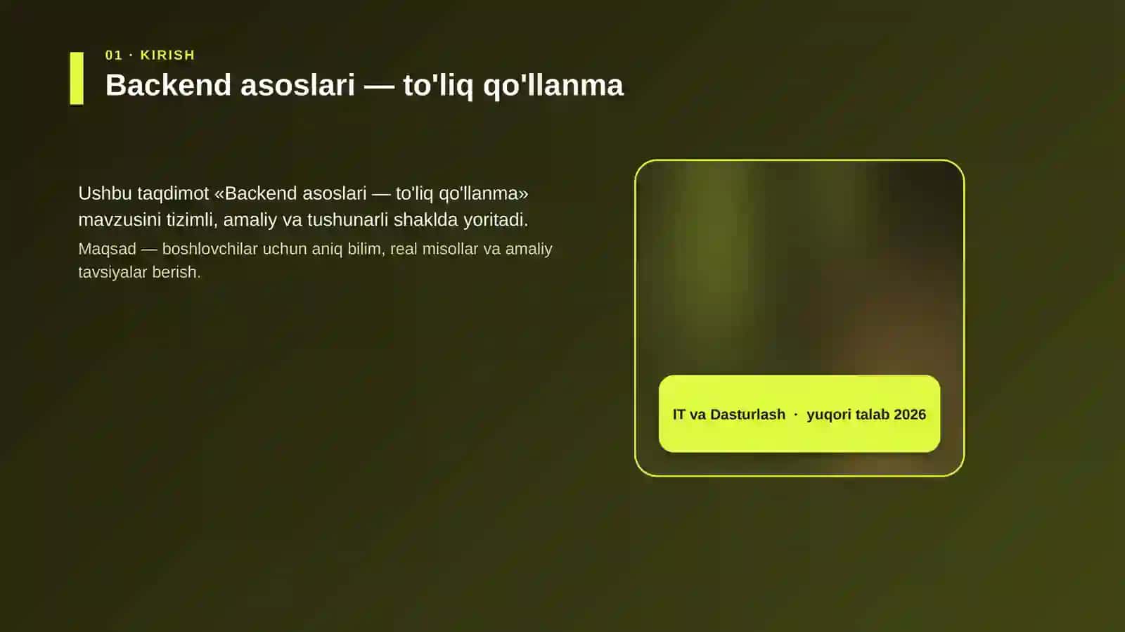 Backend asoslari — to'liq qo'llanma 4