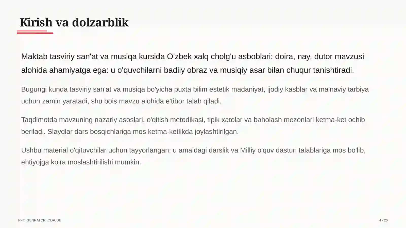 O'zbek xalq cholg'u asboblari: doira, nay, dutor (2-sinf) 4