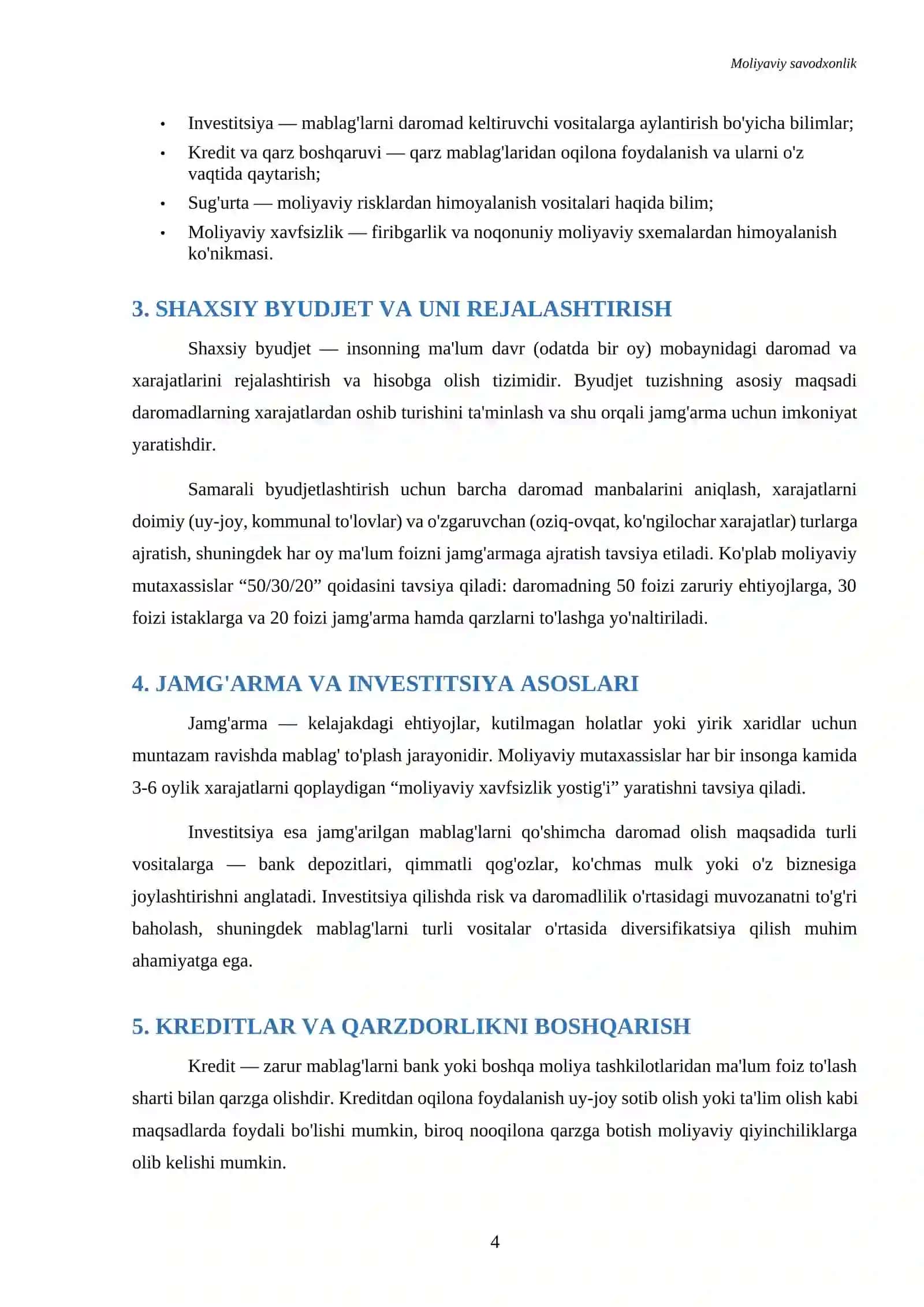 Referat Moliyaviy savodxonlik 4