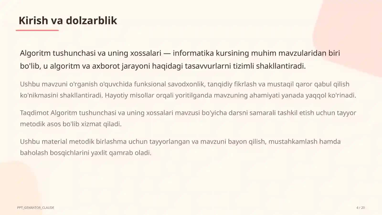 Algoritm tushunchasi va uning xossalari (6-sinf) 4