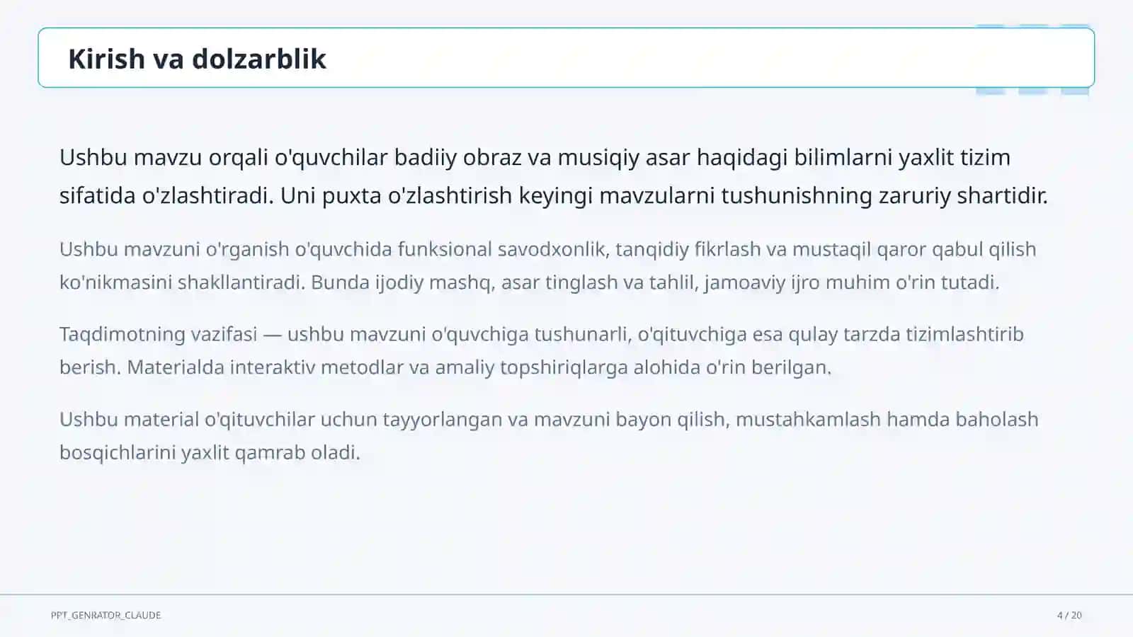 Tasviriy san'at va musiqa (1–7) — o'qituvchilar uchun 4