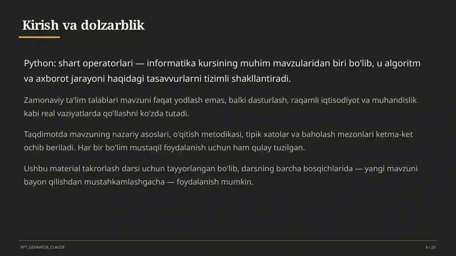 Python: shart operatorlari (8-sinf) 4
