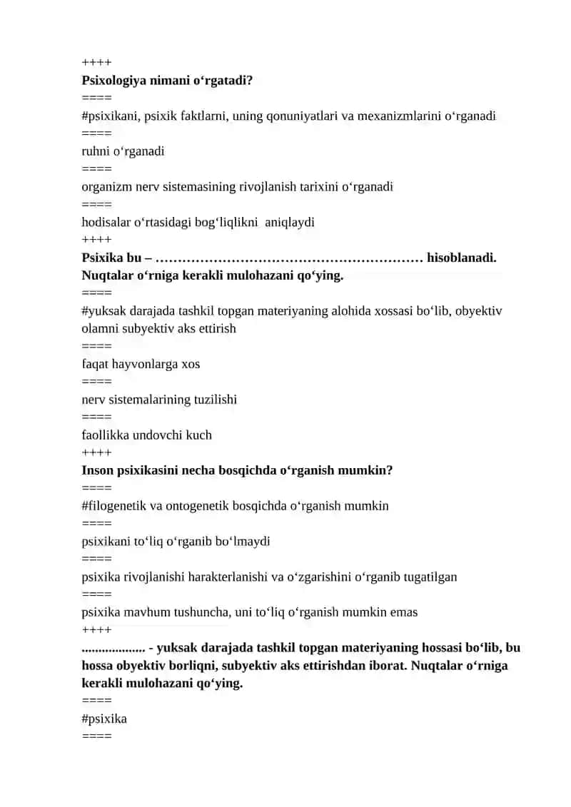 Psixologiya fanining rivojlanish bosqichi 4