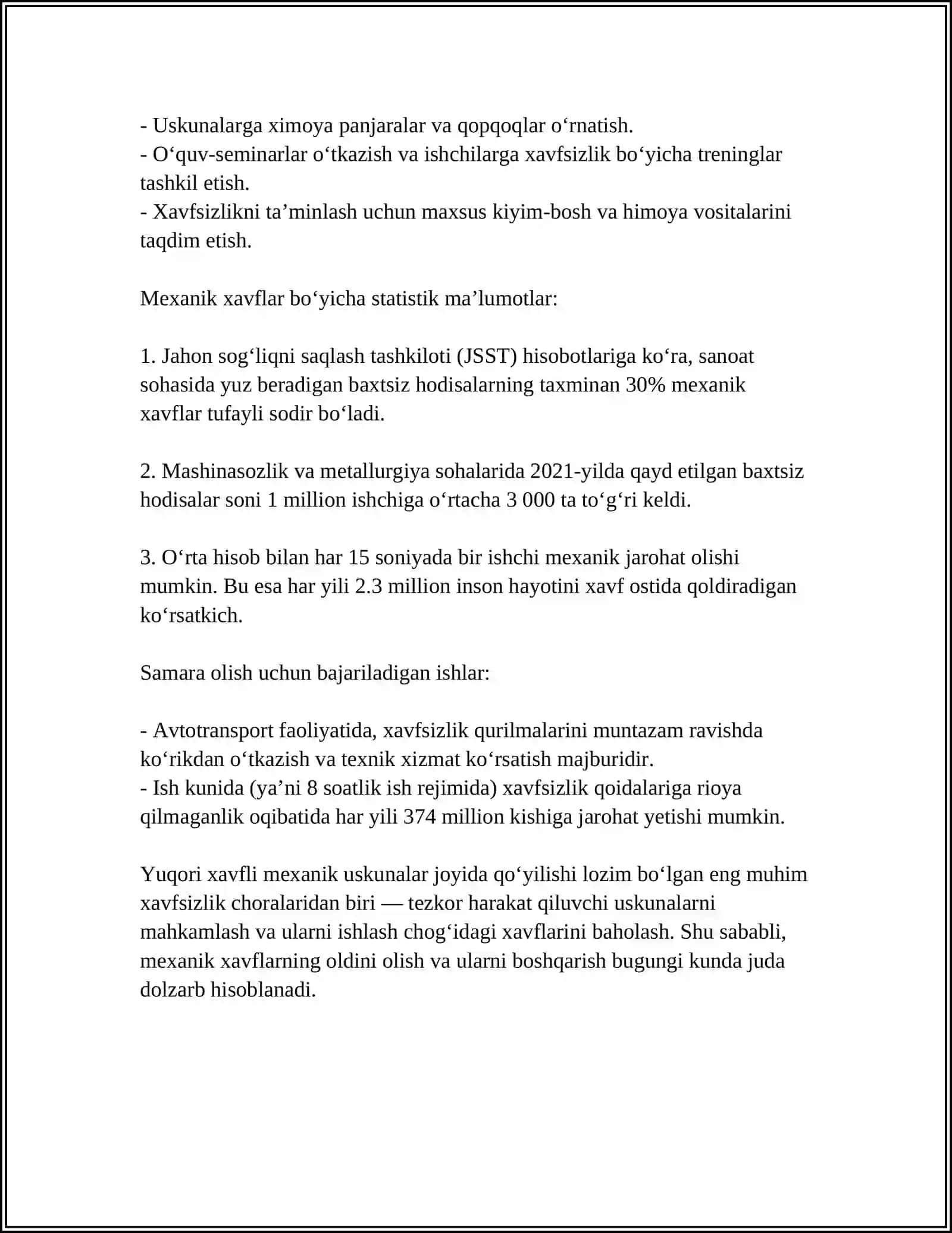ISHLAB CHIQARISH KORXONALARIDA XAVF-XATAR TURLARI 4