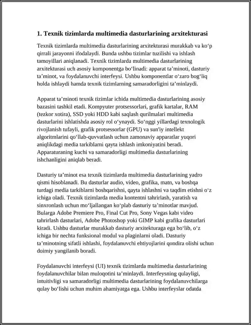 TEXNIK TIZIMLARI MULTIMEDIA DASTURLARIDAN FOYDALANISH TEXNOLOGIYALARI 4