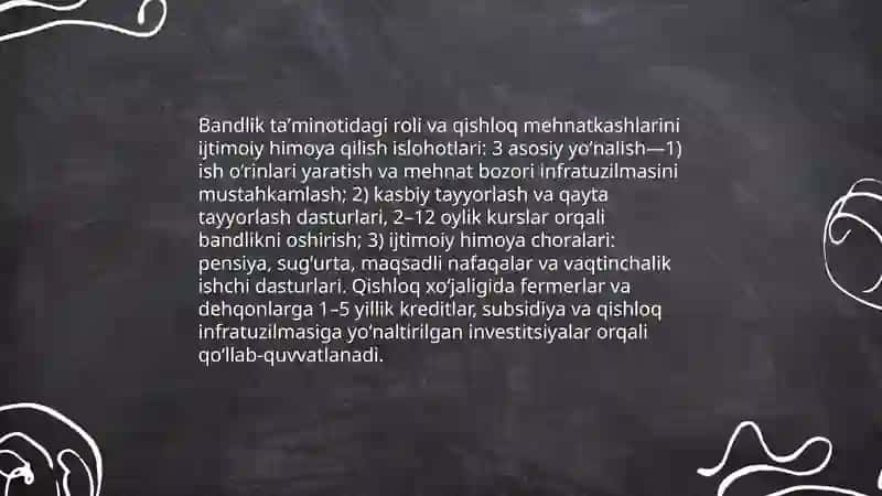 Respublikamiz iqtisodiyotida qishloq xojaligini tutgan oʻrni va undagi islohotlar 4