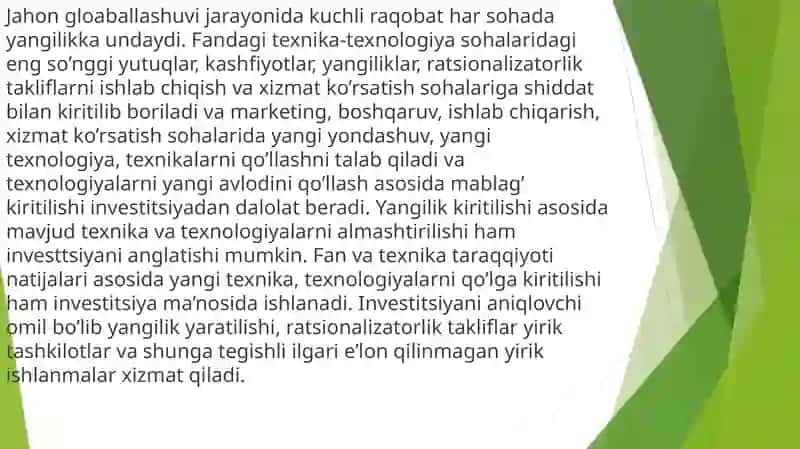 Innovatsiya yo'naltirilgan investitsiya 4