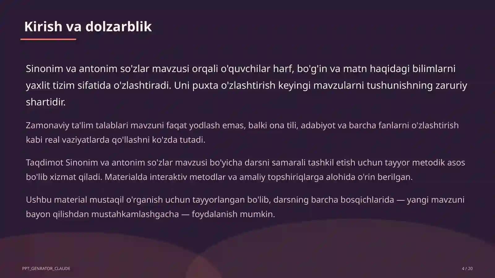 Sinonim va antonim so'zlar (3-sinf) 4