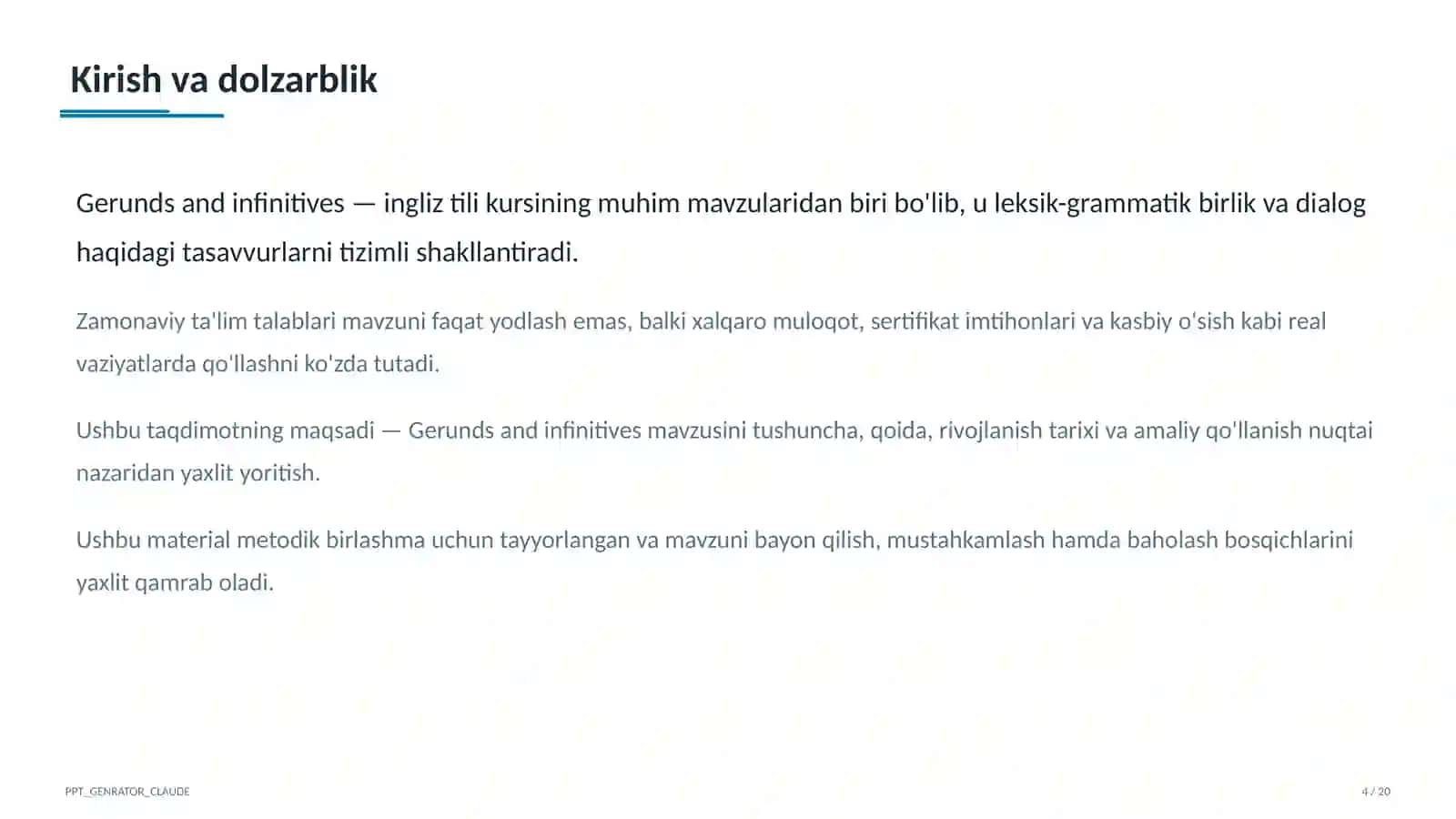 Gerunds and infinitives (11-sinf) 4