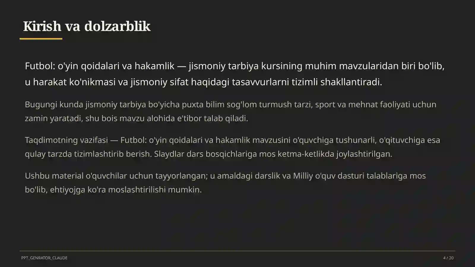 Futbol: o'yin qoidalari va hakamlik (9-sinf) 4