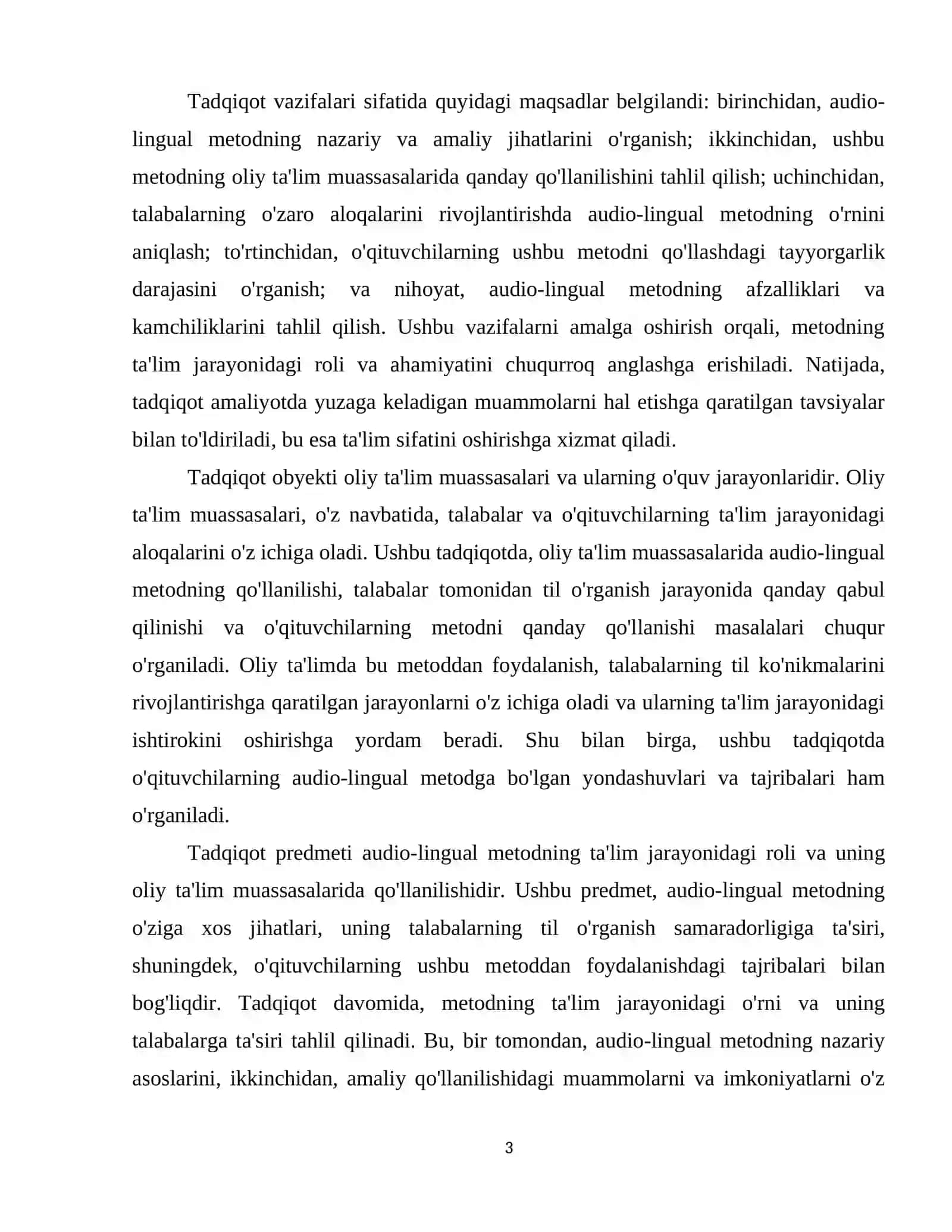 Techniques of using audio-lingual method in teaching process in higher education institution” 4