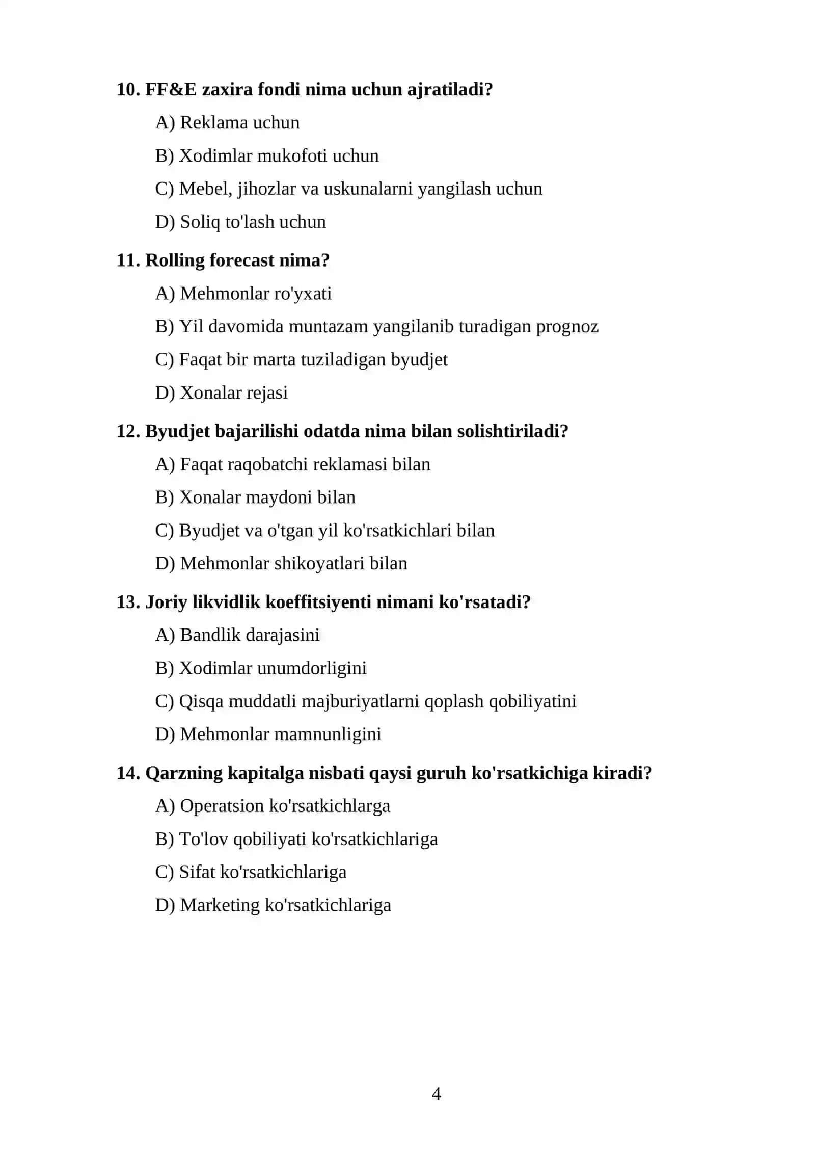 TEST TOPSHIRIQLARI 4