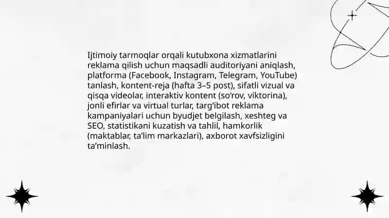 Kutubxona xizmatlarini targ'ib qilish va ommaviy tadbirlar tashkil etish 4