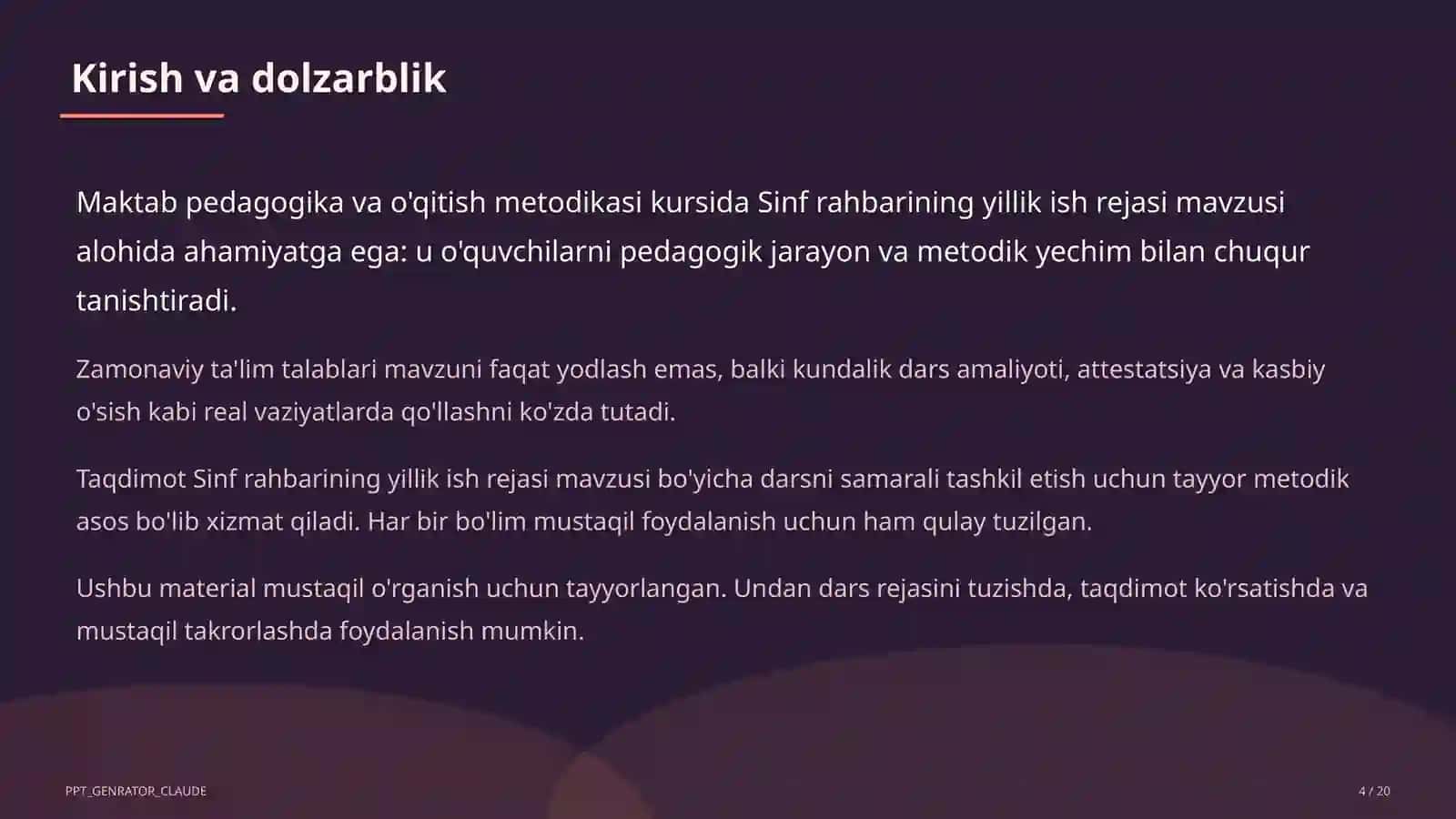 Sinf rahbarining yillik ish rejasi 4