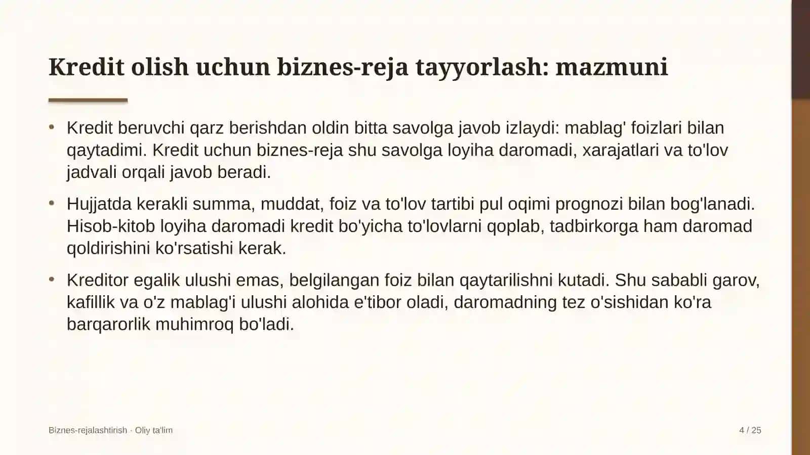 Lokomotiv depolarida kredit olish uchun biznes-reja tayyorlash 4