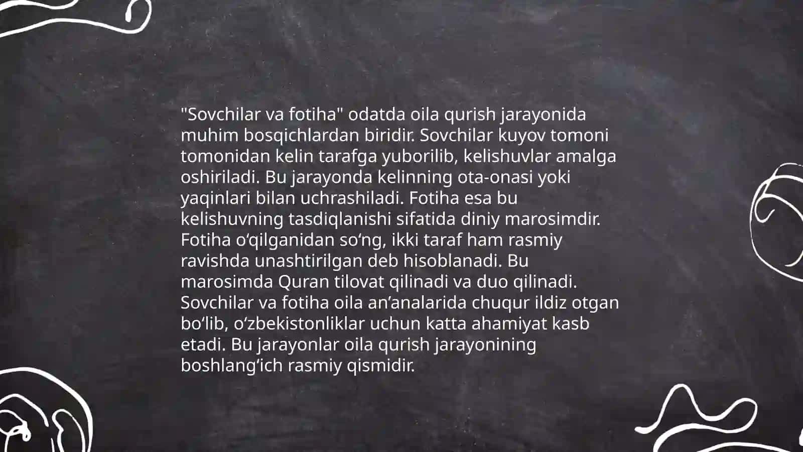Oʻzbek xalqining tuylari, marosimlari, uy joylari bilan bogʻliq urf odatlar 4