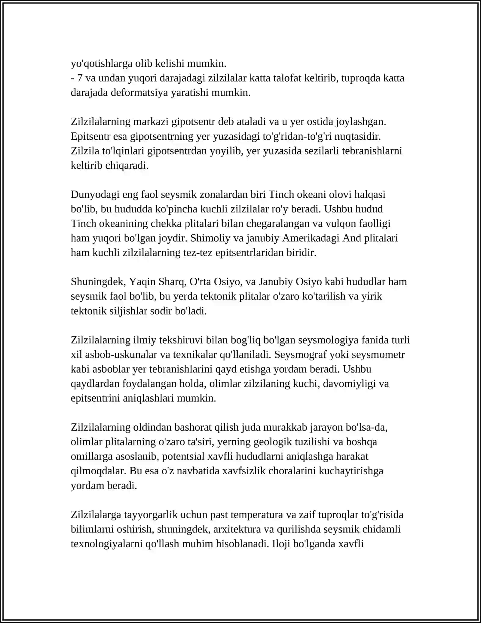 Zilzila va Endogen Jarayonlar 4