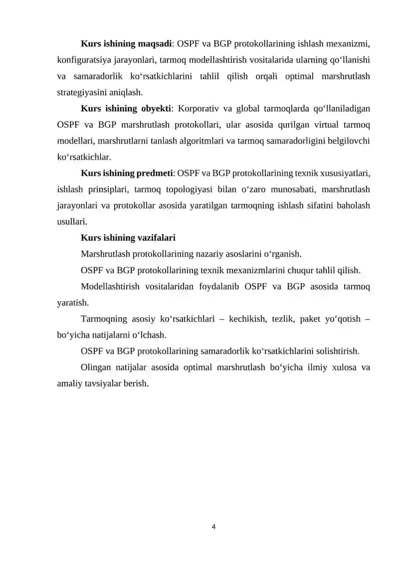 KI20 Marshrutlash protokollari: OSPF va BGP asosida tarmoqni modellashtirish va samaradorlikni tahlil qilish 4