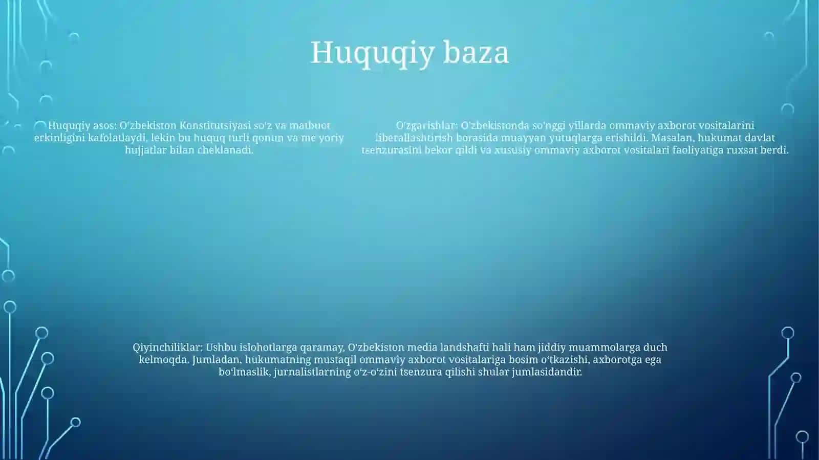 O'Zbekiston Respublikasida Ommaviy Axborot VositalariningFaoliyatiO'ZgarishVaMuammolar 4