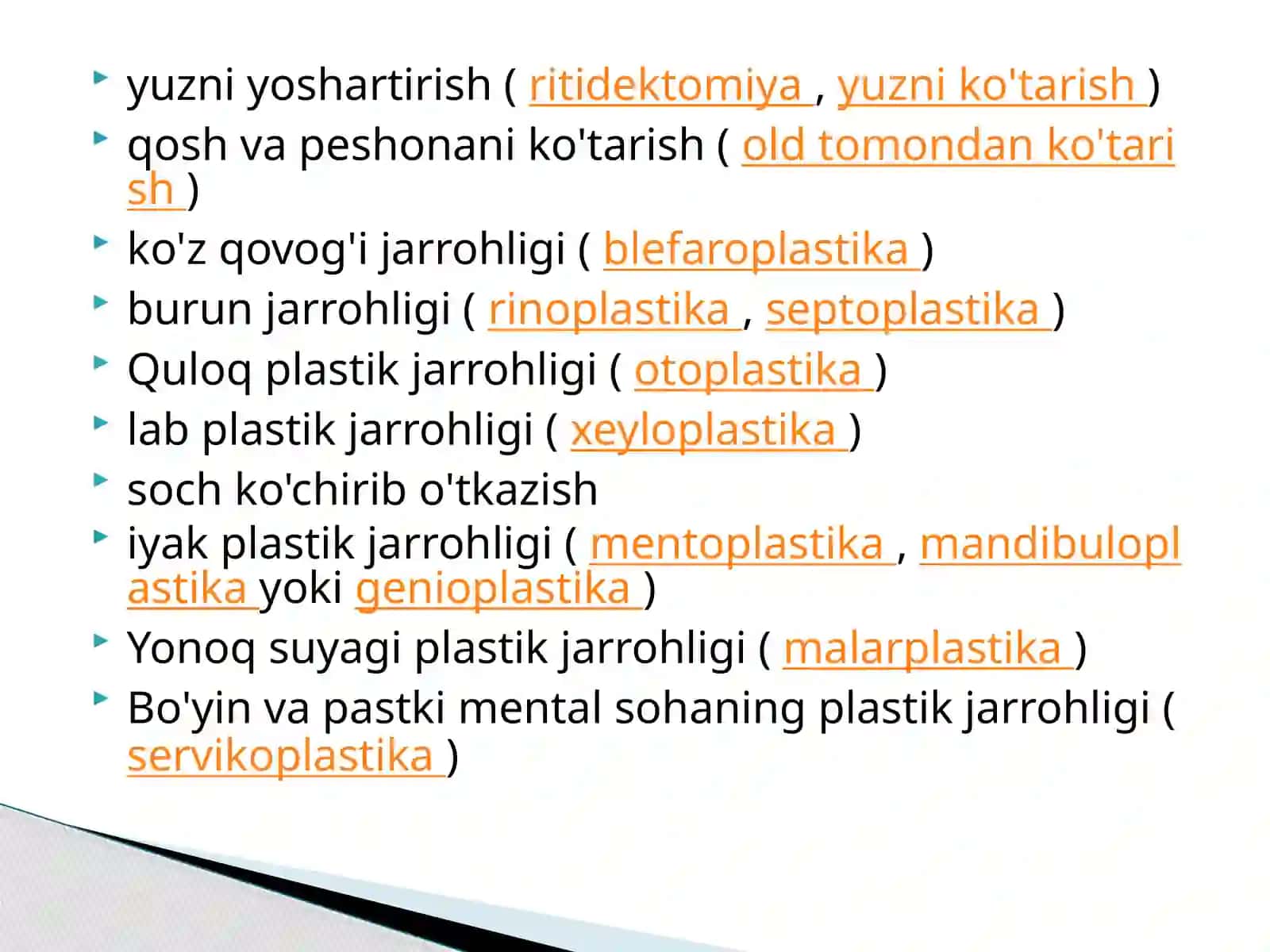 Plastik jarrohlikning turlari 4