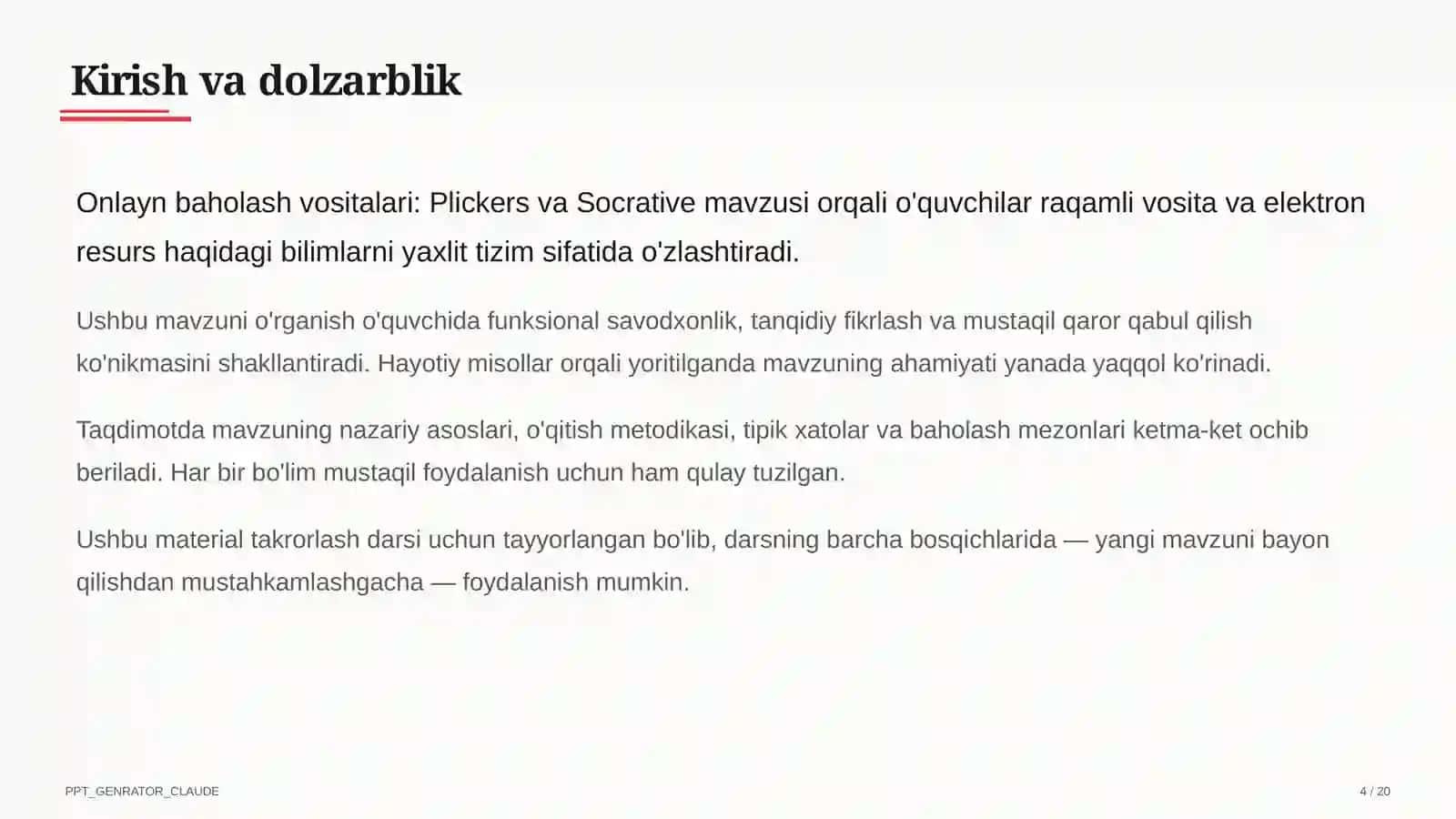 Onlayn baholash vositalari: Plickers va Socrative 4